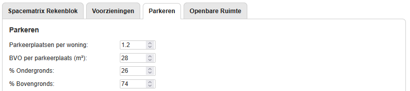 Parkeren tab