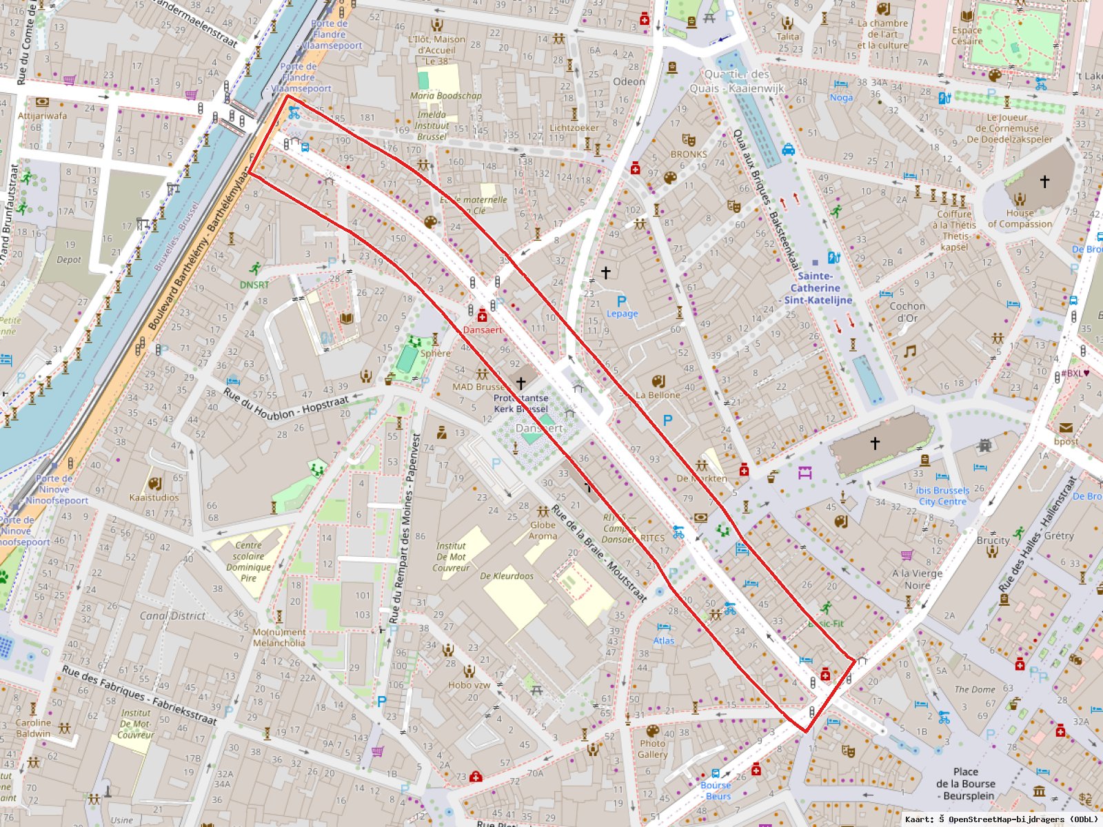 Dansaert: Plangrens · Kaart: © OpenStreetMap-bijdragers (ODbL)