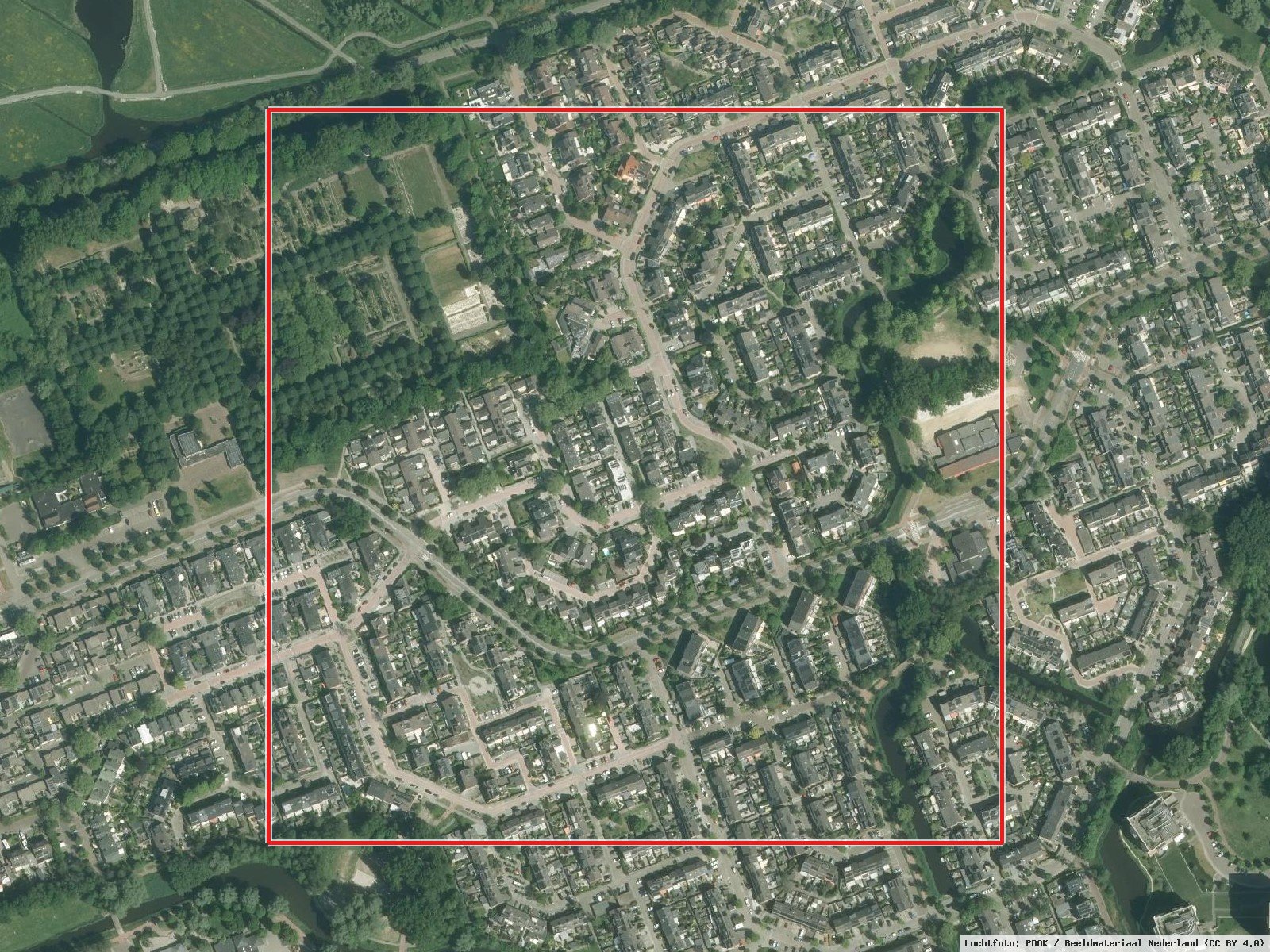 Drevenbuurt: Uitsnede · Luchtfoto: PDOK / Beeldmateriaal Nederland (CC BY 4.0)