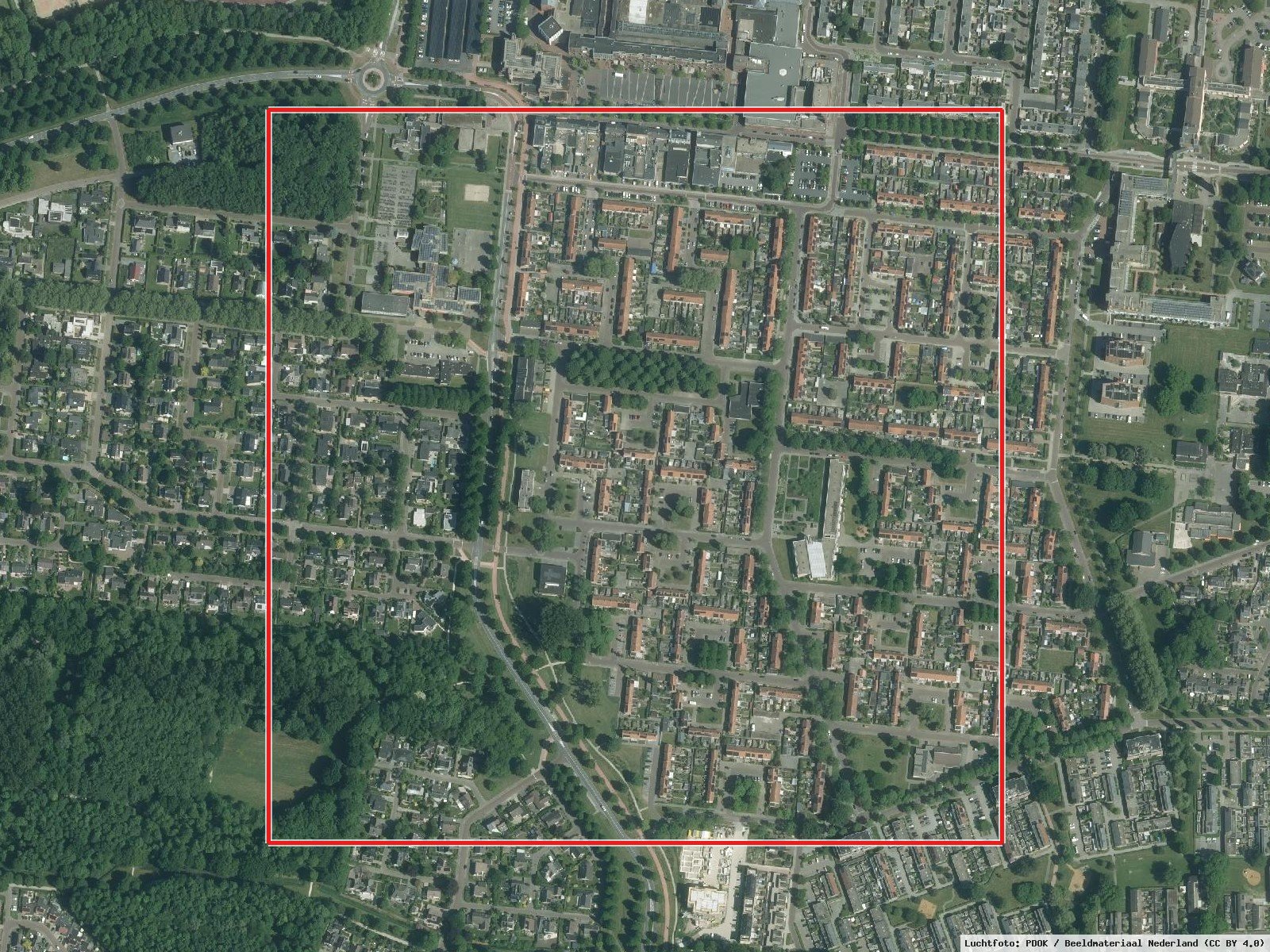 Dronten Zuid, bestaande buurt: Uitsnede · Luchtfoto: PDOK / Beeldmateriaal Nederland (CC BY 4.0)
