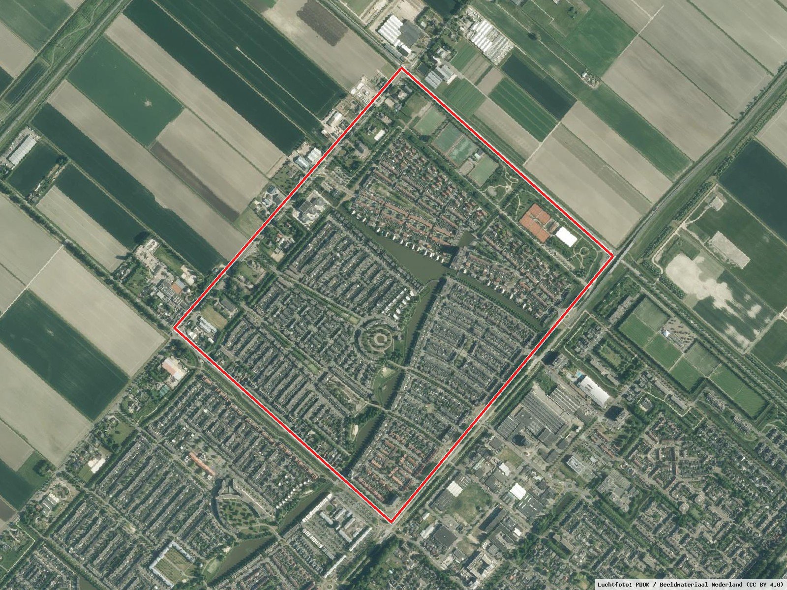 Getsewoud Noord: Plangrens · Luchtfoto: PDOK / Beeldmateriaal Nederland (CC BY 4.0)